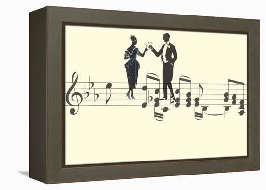 Couple Toasting on Musical Staff-null-Framed Stretched Canvas