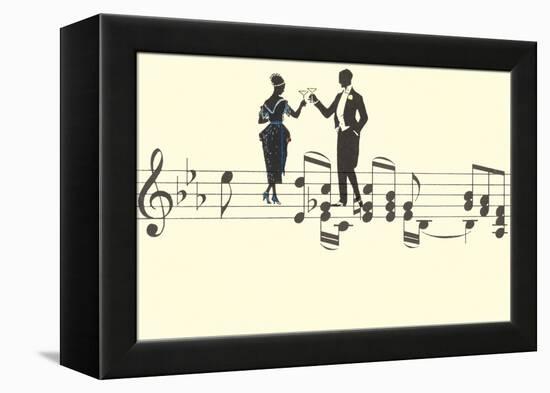 Couple Toasting on Musical Staff-null-Framed Stretched Canvas