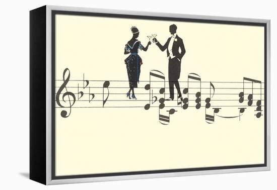 Couple Toasting on Musical Staff-null-Framed Stretched Canvas