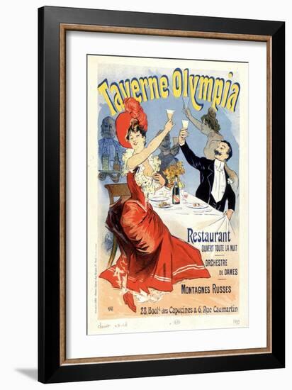 Couple Toasting with Champagne - Advertising Poster for the Tavern Olympia, by Jules Cheret, Late 1-Unknown Artist-Framed Giclee Print