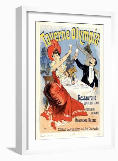 Couple Toasting with Champagne - Advertising Poster for the Tavern Olympia, by Jules Cheret, Late 1-Unknown Artist-Framed Giclee Print