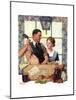 Couple Uncrating Turkey-Norman Rockwell-Mounted Giclee Print