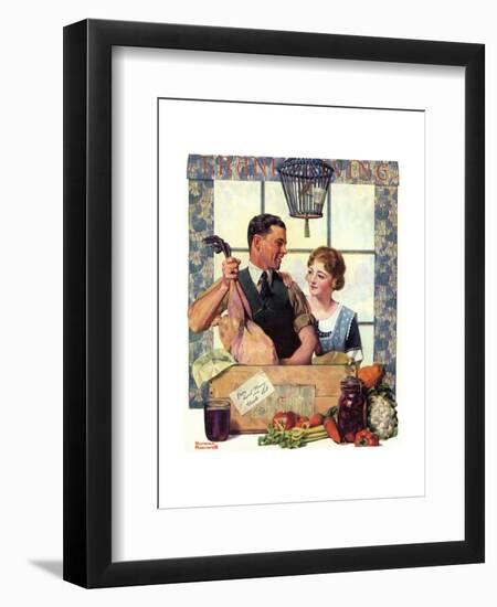 Couple Uncrating Turkey-Norman Rockwell-Framed Giclee Print