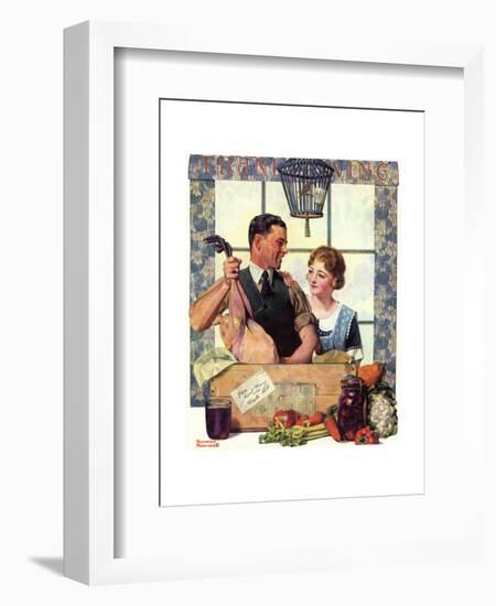Couple Uncrating Turkey-Norman Rockwell-Framed Giclee Print