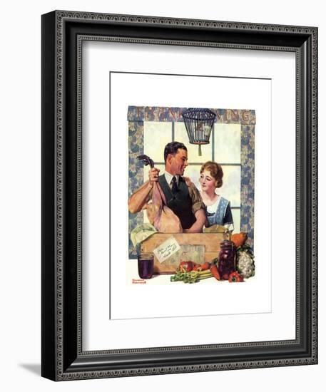 Couple Uncrating Turkey-Norman Rockwell-Framed Giclee Print