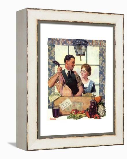 Couple Uncrating Turkey-Norman Rockwell-Framed Premier Image Canvas