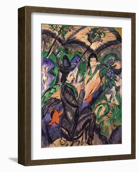 Couple under Japanese Umbrella-Ernst Ludwig Kirchner-Framed Giclee Print