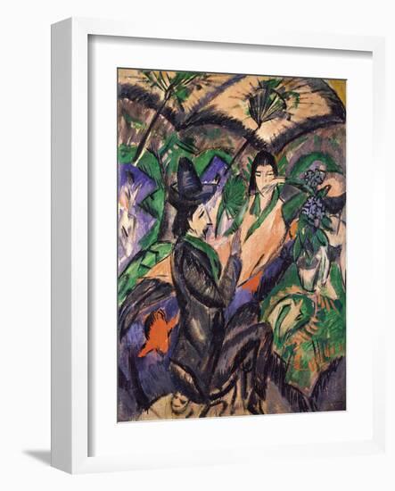 Couple under Japanese Umbrella-Ernst Ludwig Kirchner-Framed Giclee Print