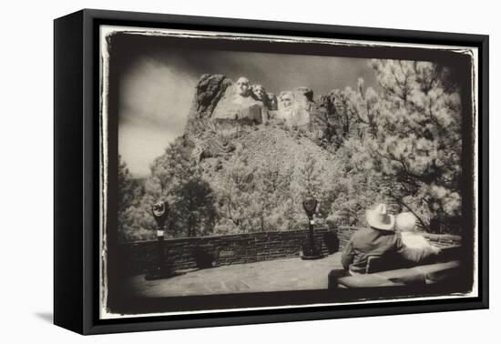 Couple viewing Mt Rushmore, South Dakota, USA-Theo Westenberger-Framed Stretched Canvas