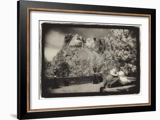 Couple viewing Mt Rushmore, South Dakota, USA-Theo Westenberger-Framed Art Print