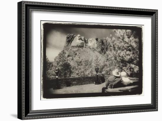 Couple viewing Mt Rushmore, South Dakota, USA-Theo Westenberger-Framed Art Print