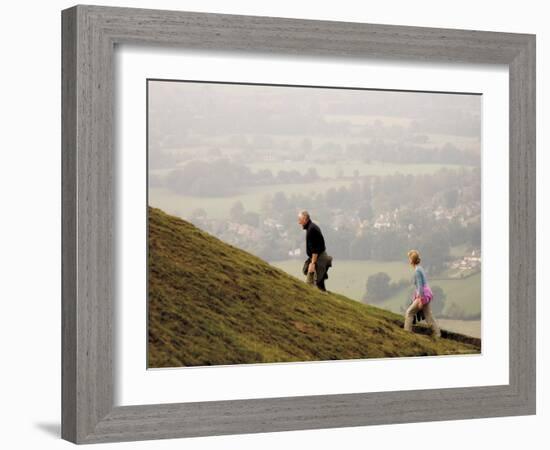 Couple Walking, British Camp, Hereford Beacon, Malvern Hills, Herefordshire, Midlands-David Hughes-Framed Photographic Print