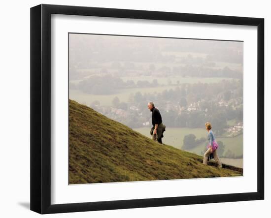 Couple Walking, British Camp, Hereford Beacon, Malvern Hills, Herefordshire, Midlands-David Hughes-Framed Photographic Print