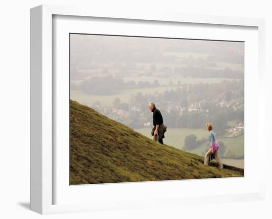 Couple Walking, British Camp, Hereford Beacon, Malvern Hills, Herefordshire, Midlands-David Hughes-Framed Photographic Print