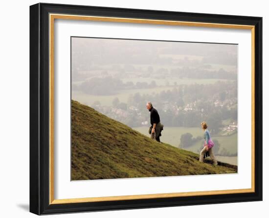 Couple Walking, British Camp, Hereford Beacon, Malvern Hills, Herefordshire, Midlands-David Hughes-Framed Photographic Print