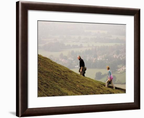 Couple Walking, British Camp, Hereford Beacon, Malvern Hills, Herefordshire, Midlands-David Hughes-Framed Photographic Print