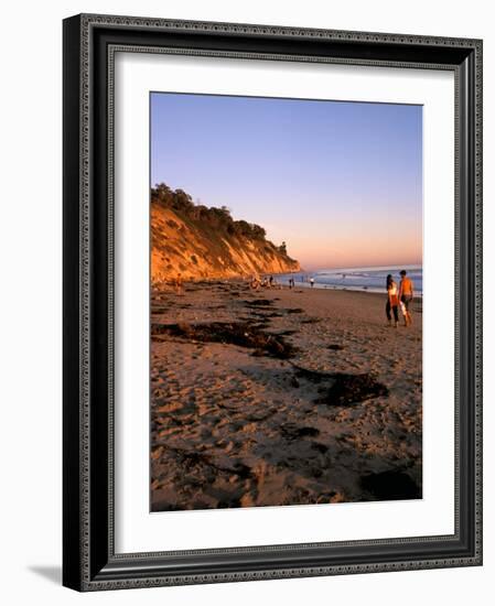 Couple Walking Down Henry's Beach, Santa Barbara, California-Savanah Stewart-Framed Photographic Print