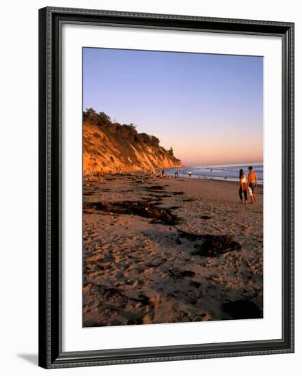 Couple Walking Down Henry's Beach, Santa Barbara, California-Savanah Stewart-Framed Photographic Print