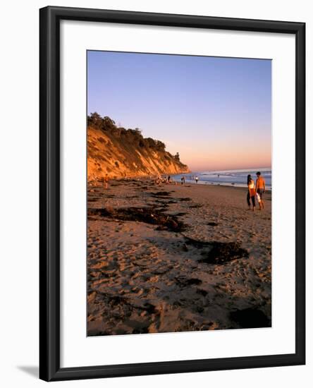 Couple Walking Down Henry's Beach, Santa Barbara, California-Savanah Stewart-Framed Photographic Print