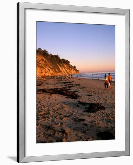 Couple Walking Down Henry's Beach, Santa Barbara, California-Savanah Stewart-Framed Photographic Print