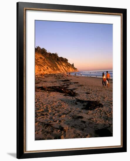 Couple Walking Down Henry's Beach, Santa Barbara, California-Savanah Stewart-Framed Photographic Print