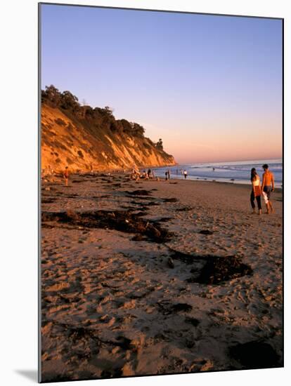 Couple Walking Down Henry's Beach, Santa Barbara, California-Savanah Stewart-Mounted Photographic Print