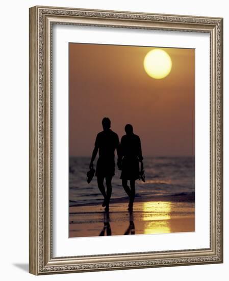 Couple Walking on Beach at Sunset, Sarasota, Florida, USA-Maresa Pryor-Framed Photographic Print