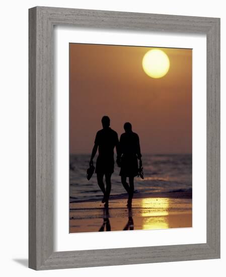 Couple Walking on Beach at Sunset, Sarasota, Florida, USA-Maresa Pryor-Framed Photographic Print