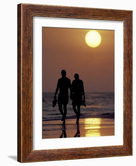 Couple Walking on Beach at Sunset, Sarasota, Florida, USA-Maresa Pryor-Framed Photographic Print