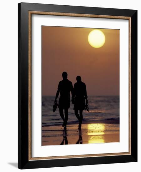 Couple Walking on Beach at Sunset, Sarasota, Florida, USA-Maresa Pryor-Framed Photographic Print