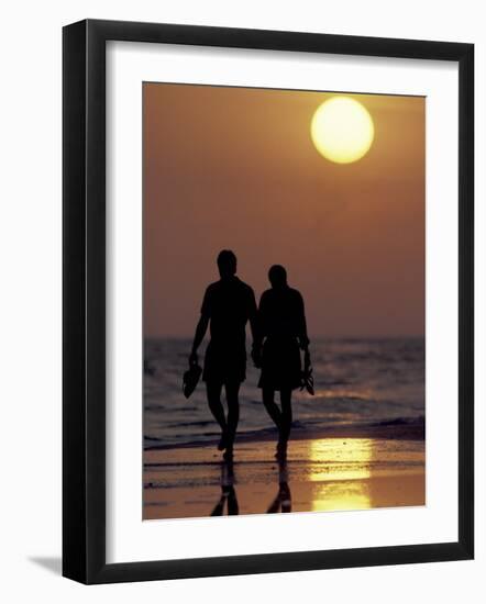 Couple Walking on Beach at Sunset, Sarasota, Florida, USA-Maresa Pryor-Framed Photographic Print