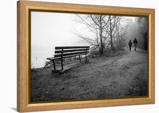 Couple Walking on Path Beside Lake-Sharon Wish-Framed Premier Image Canvas