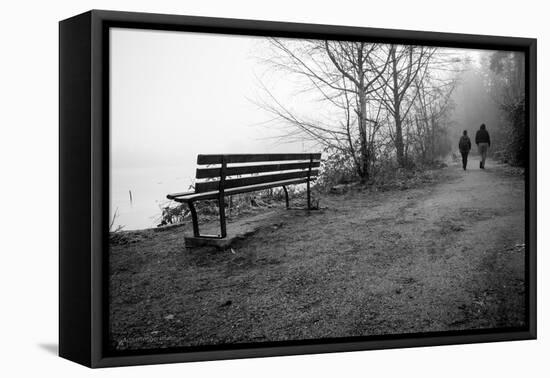 Couple Walking on Path Beside Lake-Sharon Wish-Framed Premier Image Canvas