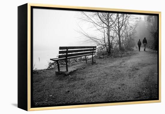 Couple Walking on Path Beside Lake-Sharon Wish-Framed Premier Image Canvas