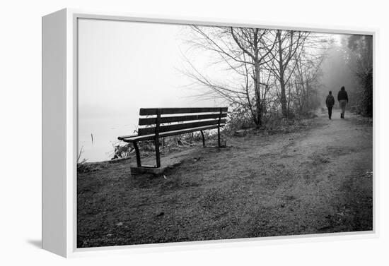 Couple Walking on Path Beside Lake-Sharon Wish-Framed Premier Image Canvas