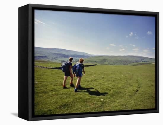 Couple Walking on the Dalesway Long Distance Footpath, Near Kettlewell, Yorkshire-Nigel Blythe-Framed Premier Image Canvas