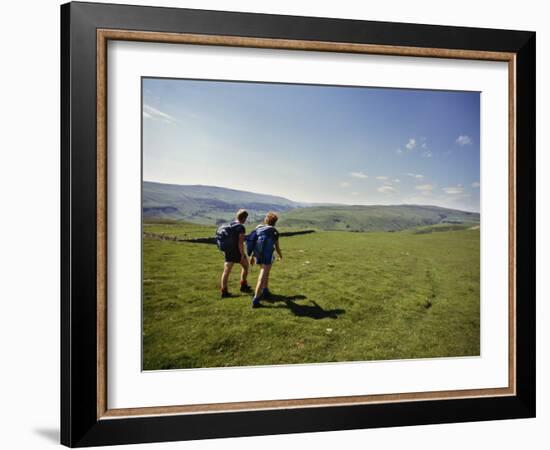 Couple Walking on the Dalesway Long Distance Footpath, Near Kettlewell, Yorkshire-Nigel Blythe-Framed Photographic Print