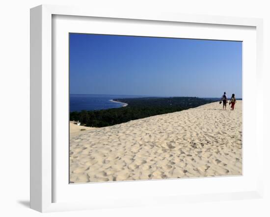 Couple Walking on the Dunes Du Pyla, Bay of Arcachon, Cote D'Argent, Aquitaine, France, Europe-Peter Richardson-Framed Photographic Print