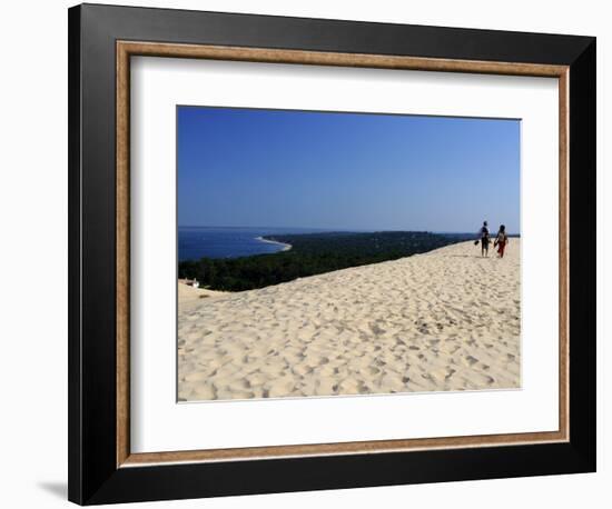 Couple Walking on the Dunes Du Pyla, Bay of Arcachon, Cote D'Argent, Aquitaine, France, Europe-Peter Richardson-Framed Photographic Print