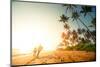 Couple Walking on the Sandy Beach with Palm Trees-Dudarev Mikhail-Mounted Photographic Print