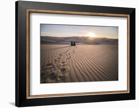 Couple Watching the Sunset over Sand Dunes in the Desert at Huacachina, Ica Region, Peru-Matthew Williams-Ellis-Framed Photographic Print