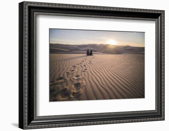 Couple Watching the Sunset over Sand Dunes in the Desert at Huacachina, Ica Region, Peru-Matthew Williams-Ellis-Framed Photographic Print