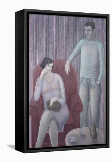 Couple with Cat-Ruth Addinall-Framed Premier Image Canvas