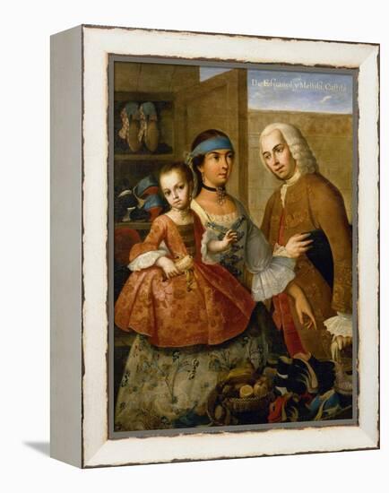 Couple with Little Girl (De Espanol y Mestiza, Castiza), Museo de America, Madrid, Spain-Miguel Cabrera-Framed Premier Image Canvas