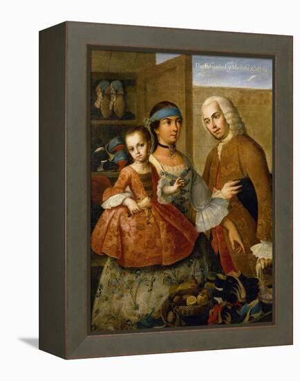 Couple with Little Girl (De Espanol y Mestiza, Castiza), Museo de America, Madrid, Spain-Miguel Cabrera-Framed Premier Image Canvas