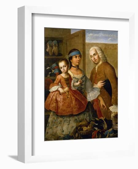 Couple with Little Girl (De Espanol y Mestiza, Castiza), Museo de America, Madrid, Spain-Miguel Cabrera-Framed Giclee Print