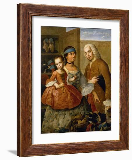 Couple with Little Girl (De Espanol y Mestiza, Castiza), Museo de America, Madrid, Spain-Miguel Cabrera-Framed Giclee Print