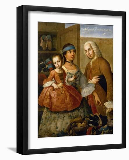 Couple with Little Girl (De Espanol y Mestiza, Castiza), Museo de America, Madrid, Spain-Miguel Cabrera-Framed Giclee Print