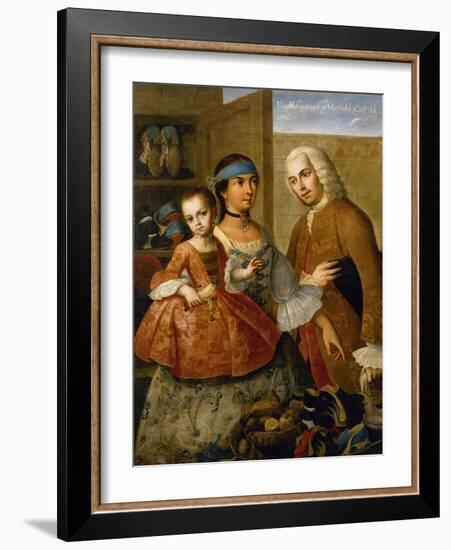 Couple with Little Girl (De Espanol y Mestiza, Castiza), Museo de America, Madrid, Spain-Miguel Cabrera-Framed Giclee Print