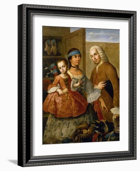 Couple with Little Girl (De Espanol y Mestiza, Castiza), Museo de America, Madrid, Spain-Miguel Cabrera-Framed Giclee Print